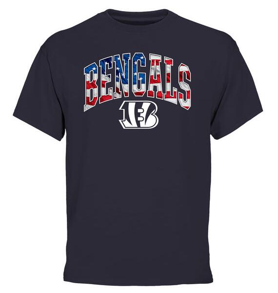 Cincinnati Bengals Pro Line Navy Banner Wave Men's T Shirt