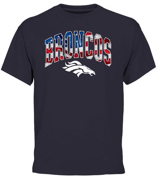 Denver Broncos Pro Line Navy Banner Wave Men's T Shirt