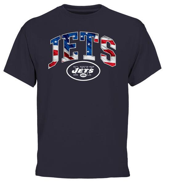 New York Jets Pro Line Navy Banner Wave Men's T Shirt - Click Image to Close