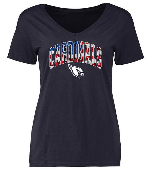 Arizona Cardinals Pro Line Navy Banner Wave Slim Fit V-Neck Women's T Shirt