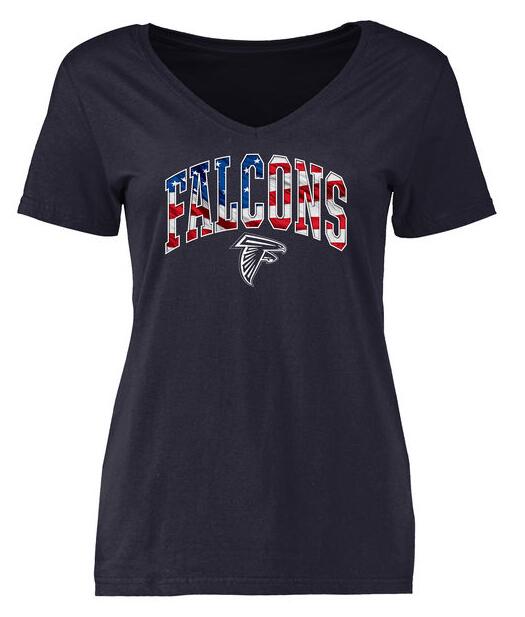 Atlanta Falcons Pro Line Navy Banner Wave Slim Fit V-Neck Women's T Shirt