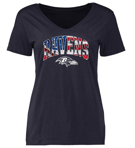 Baltimore Ravens Pro Line Navy Banner Wave Slim Fit V-Neck Women's T Shirt