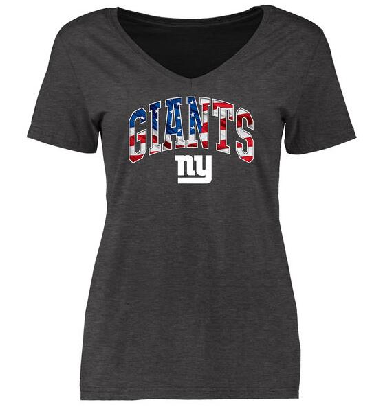 New York Giants Pro Line Navy Banner Wave Slim Fit V-Neck Women's T Shirt