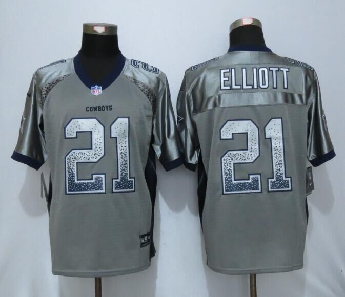 Nike Cowboys 21 Ezekiel Elliott Grey Drift Fashion Elite Jersey - Click Image to Close