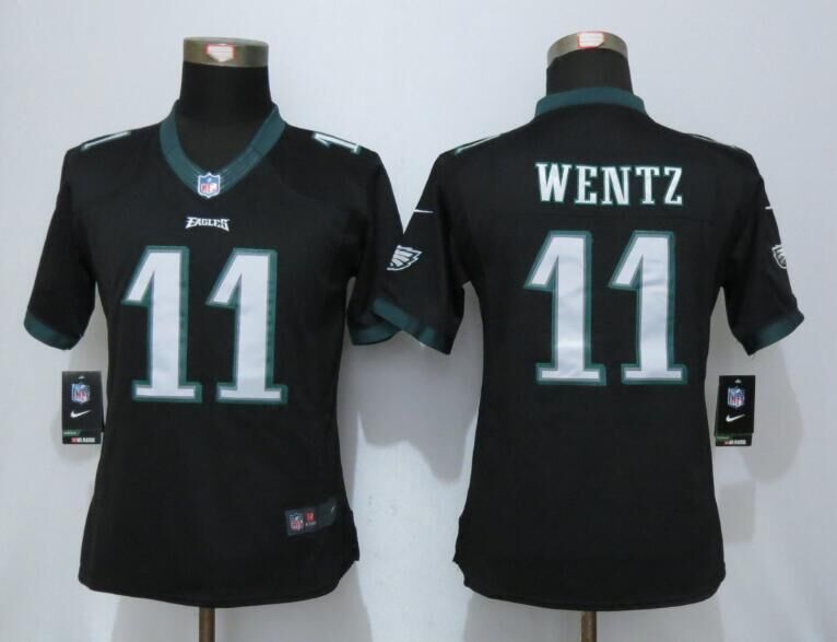 Nike Eagles 11 Carson Wentz Black Women Limited Jersey