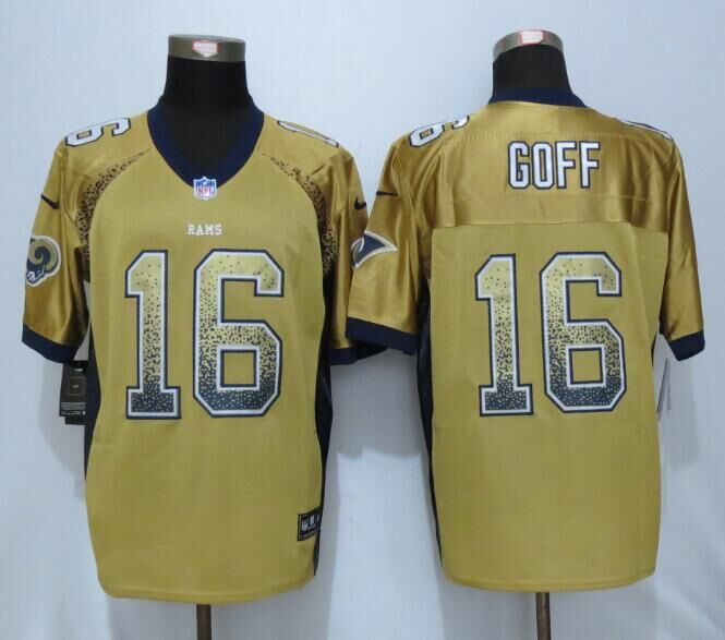 Nike Rams 16 Jared Goff Gold Drift Fashion Elite Jersey