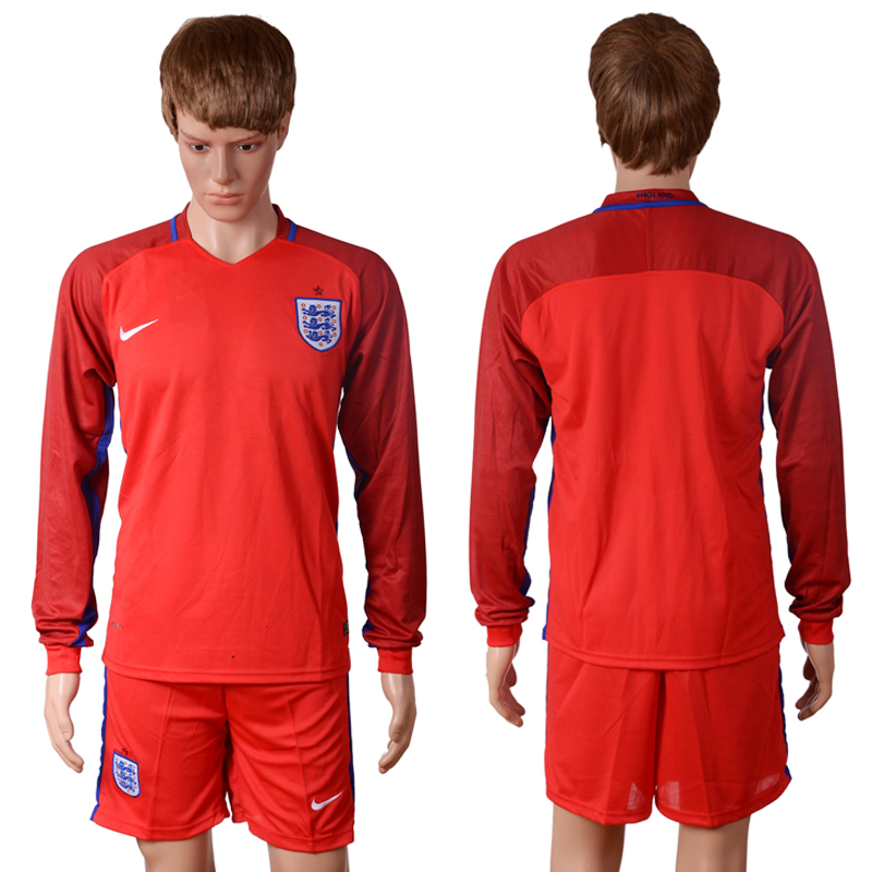 England Home Long Sleeve UEFA Euro 2016 Soccer Jersey