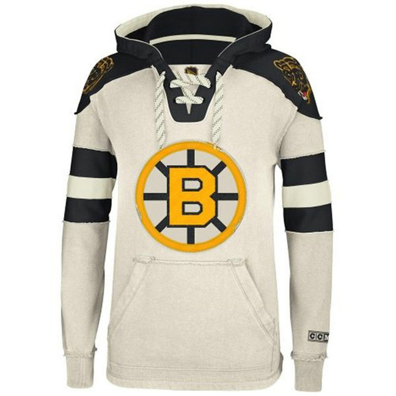 Bruins Cream CCM Men's Customized All Stitched Sweatshirt