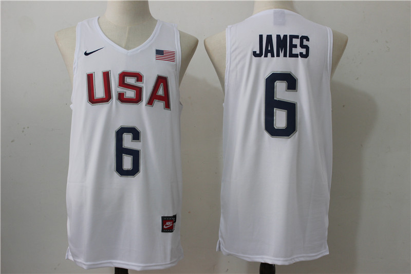 USA Basketball 6 Lebron James White Nike Rio Elite Stitched Jersey