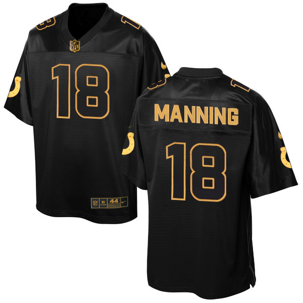 Nike Colts 18 Peyton Manning Pro Line Black Gold Collection Elite Jersey