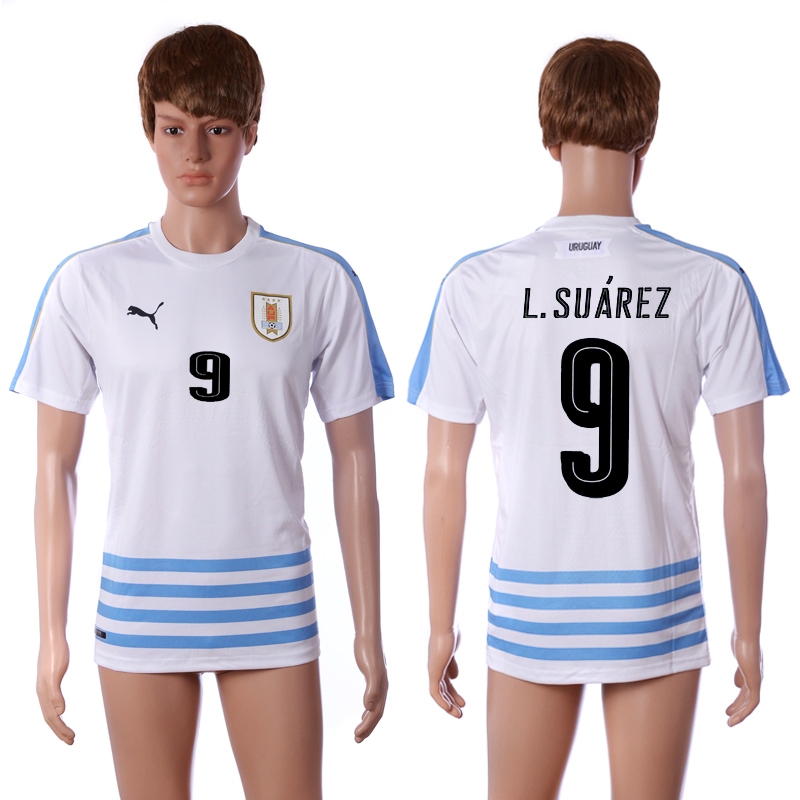 2016-17 Uruguay 9 L.SUAREZ Away Thailand Soccer Jersey 2016-17 Uruguay 9 L.SUAREZ Away Thailand Soccer Jersey