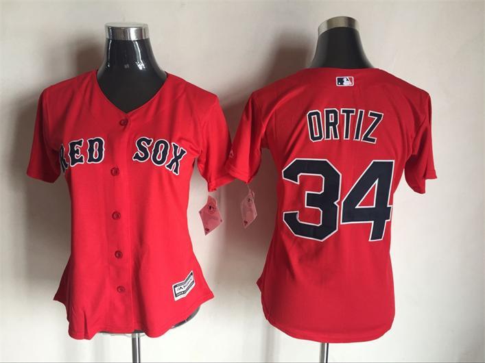 Red Sox 34 David Ortiz Red Women New Cool Base Jersey