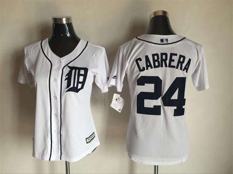 Tigers 24 Miguel Cabrera White Women New Cool Base Jersey