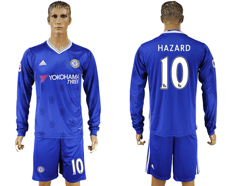 2016-17 Chelsea 10 HAZARD Home Long Sleeve Soccer Jersey 2016-17 Chelsea 10 HAZARD Home Long Sleeve Soccer Jersey