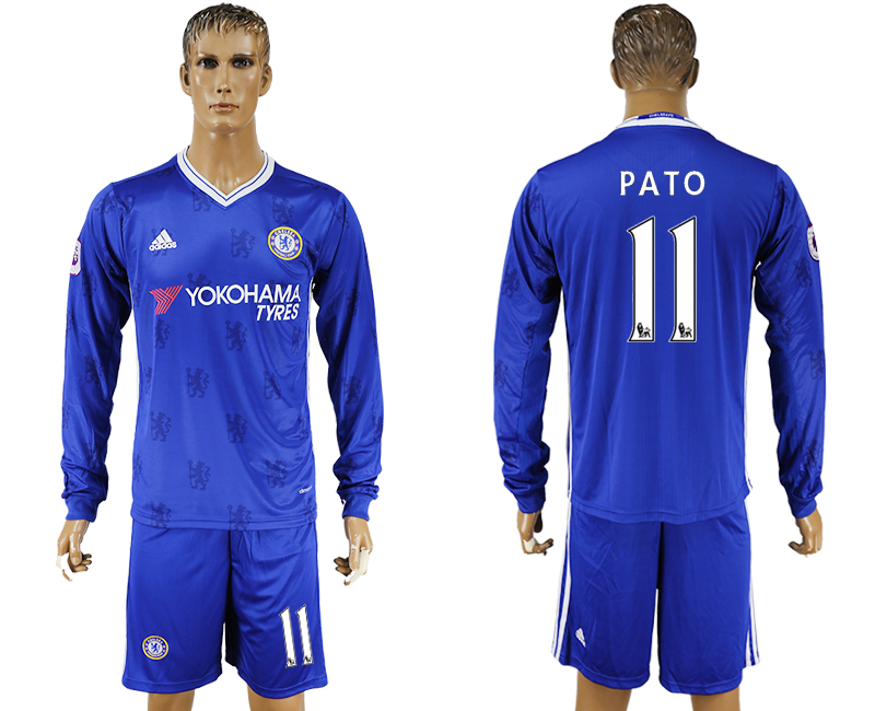 2016-17 Chelsea 11 PATO Home Long Sleeve Soccer Jersey