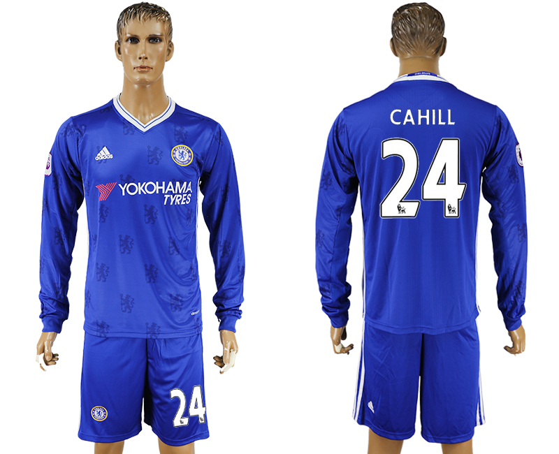 2016-17 Chelsea 24 CAHILL Home Long Sleeve Soccer Jersey