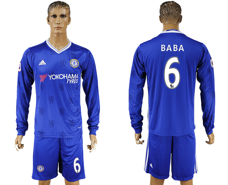 2016-17 Chelsea 6 BABA Home Long Sleeve Soccer Jersey