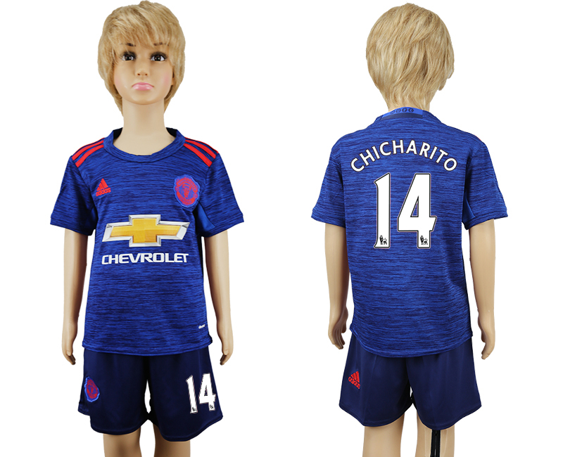 2016-17 Manchester United 14 CHICHARITO Away Youth Soccer Jersey