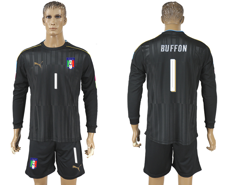 Italy 1 BUFFON Goalkeeper Long Sleeve UEFA Euro 2016 Soccer Jersey