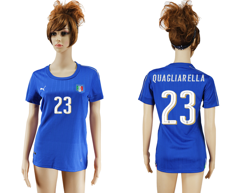 Italy 23 QUAGLIARELLA Home Women UEFA Euro 2016 Soccer Jersey