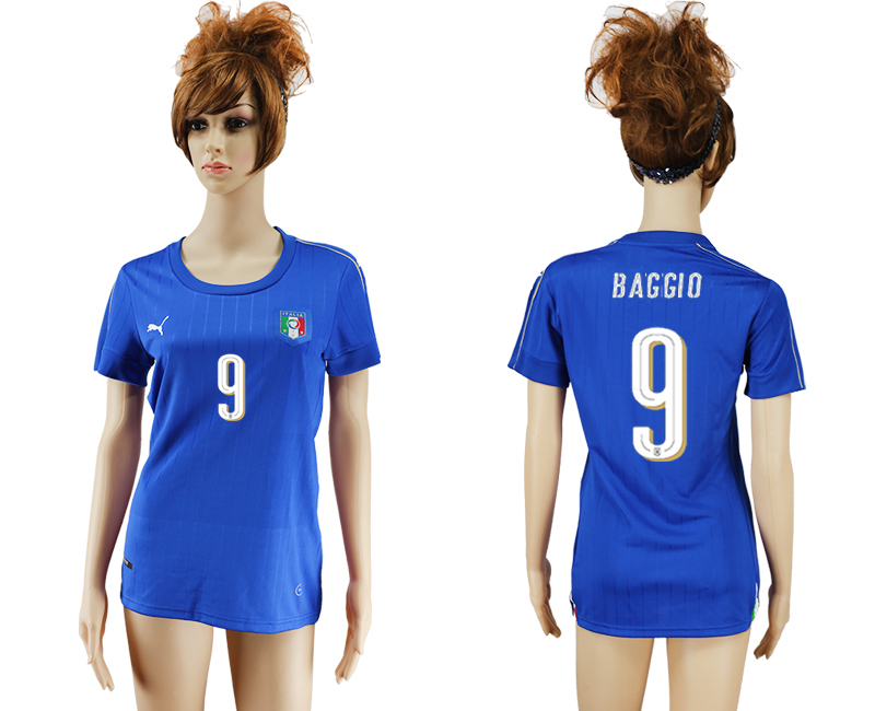 Italy 9 BAGGIO Home Women UEFA Euro 2016 Soccer Jersey