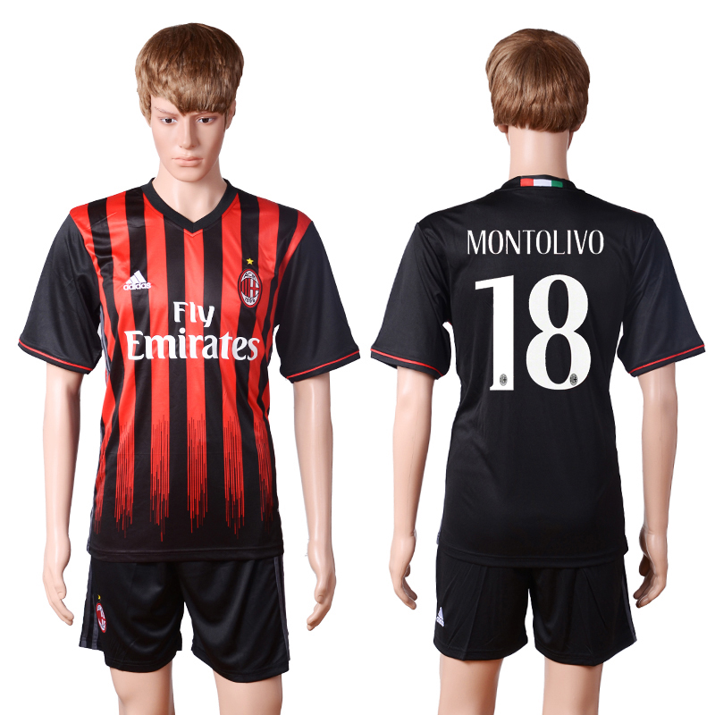 2016-17 AC Milan 18 MONTOLIVO Home Soccer Jersey