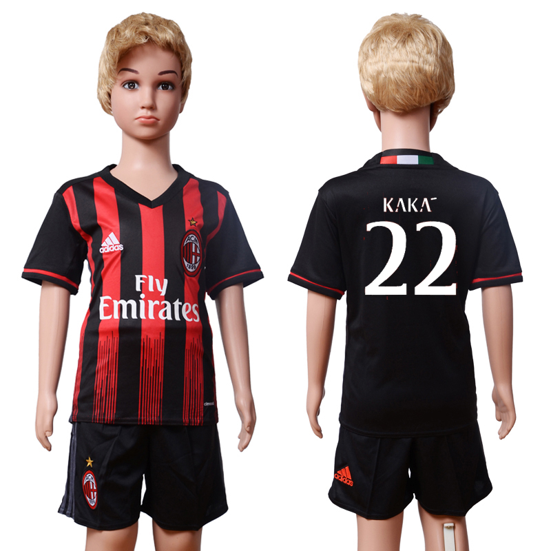 2016-17 AC Milan 22 KAKA Home Youth Soccer Jersey