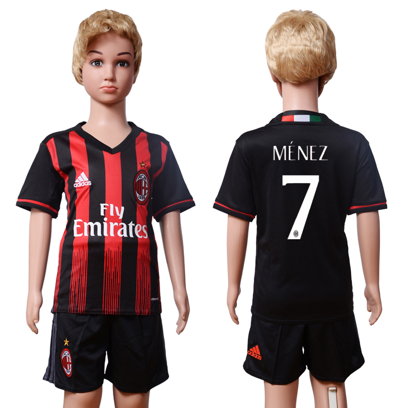 2016-17 AC Milan 7 MENEZ Home Youth Soccer Jersey