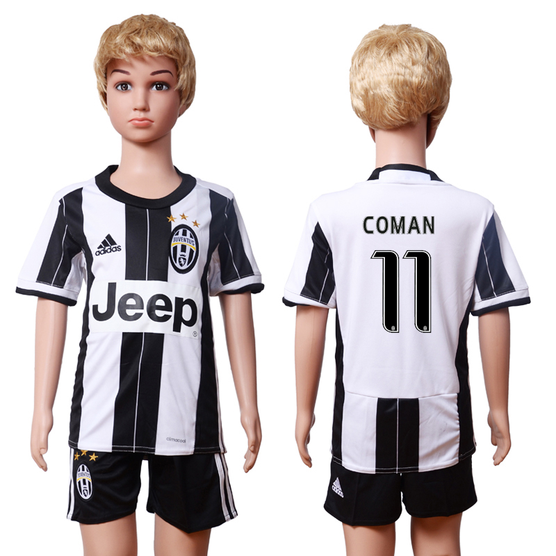 2016-17 Juventus 11 COMAN Home Youth Soccer Jersey