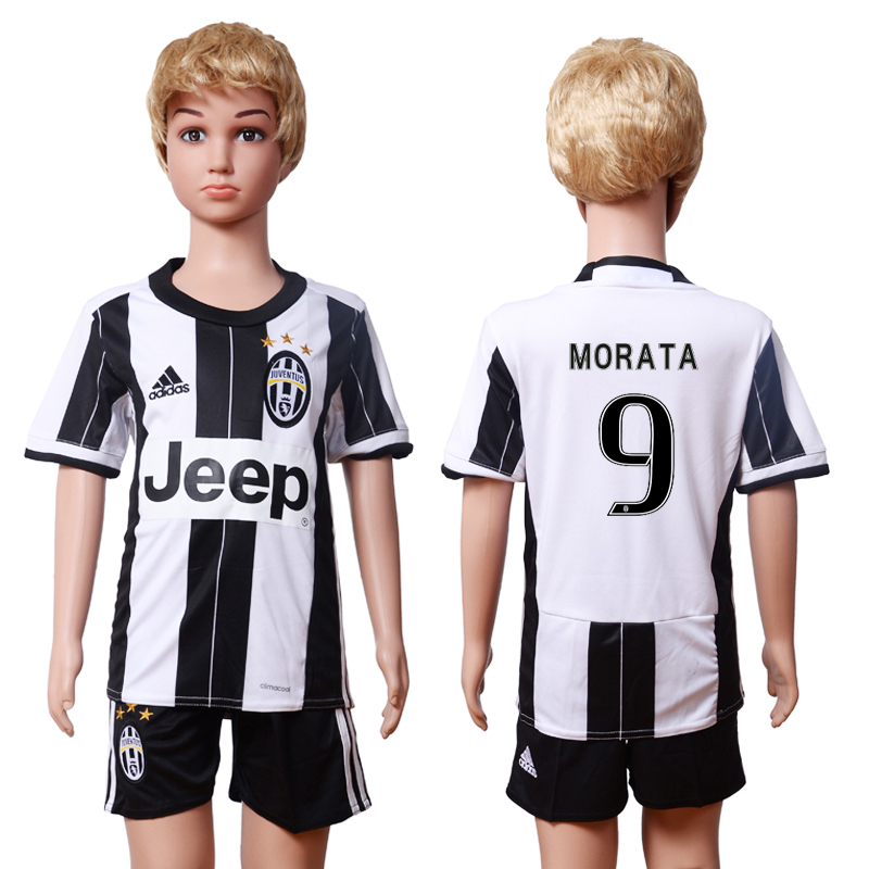 2016-17 Juventus 9 MORATA Home Youth Soccer Jersey