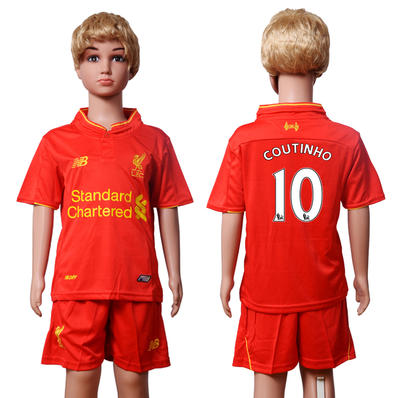 2016-17 Liverpool 10 COUTINHO Home Youth Soccer Jersey