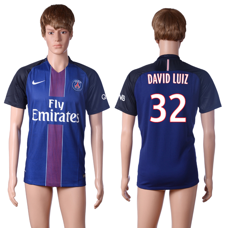 2016-17 Paris Saint-Germain 32 DAVID LUIZ Home Thailand Soccer Jersey