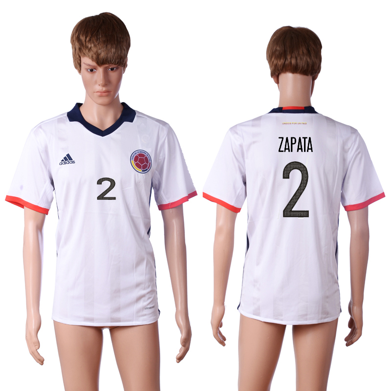 Colombia 2 ZAPATA 2016 Copa America Centenario Long Sleeve Soccer Jersey