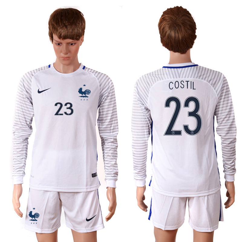France 23 COSTIL Goalkeeper UEFA Euro 2016 Long Sleeve Soccer Jersey