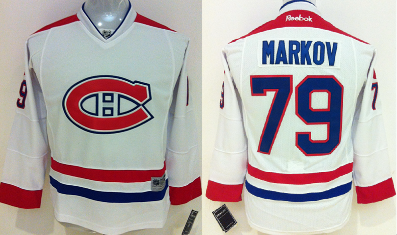 Canadiens 79 Andrei Markov White Youth Reebok Jersey