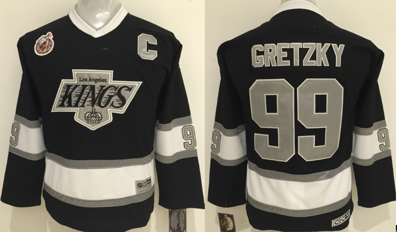 Kings 99 Wayne Gretzky Black Youth CCM Jersey - Click Image to Close