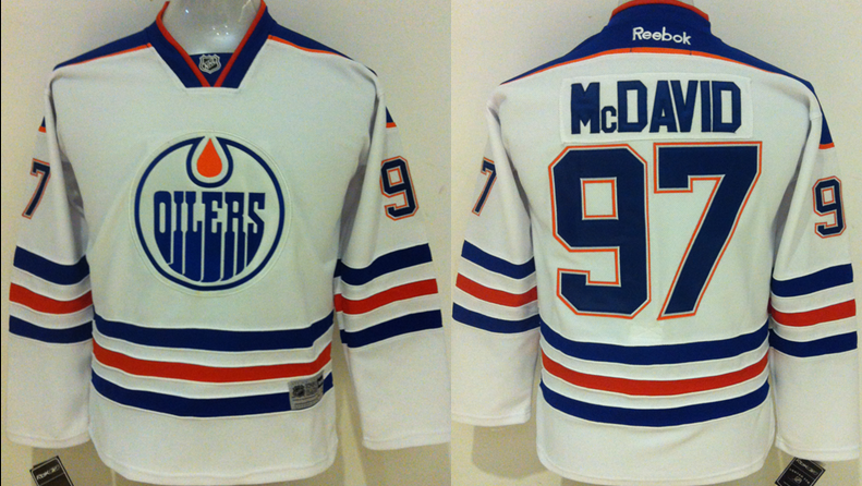 Oilers 97 Connor McDavid White Youth Reebok Jersey - Click Image to Close