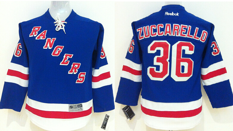 Rangers 36 Mats Zuccarello Blue Youth Reebok Jersey - Click Image to Close