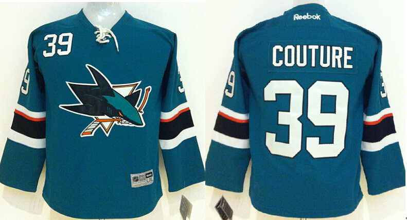 Sharks 39 Logan Couture Teal Youth Reebok Jersey
