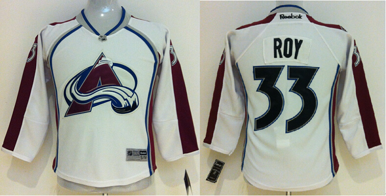 Avalanche 33 Patrick Roy White Youth Reebok Jersey - Click Image to Close