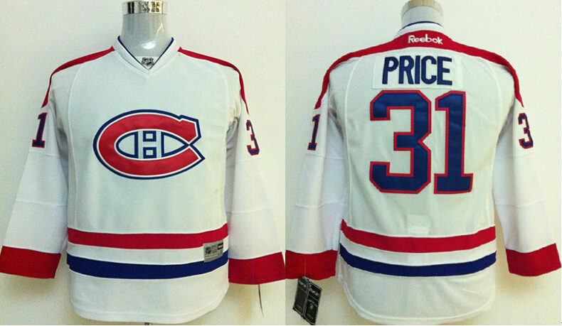 Canadiens 31 Carey Price White Youth Reebok Jersey - Click Image to Close