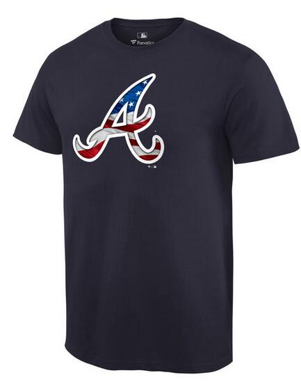 Braves Navy USA Flag Team Logo Men's T Shirt - Click Image to Close