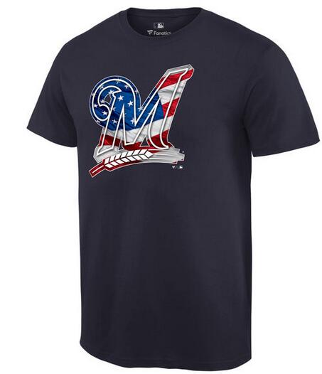 Brewers Navy USA Flag Team Logo Men's T Shirt