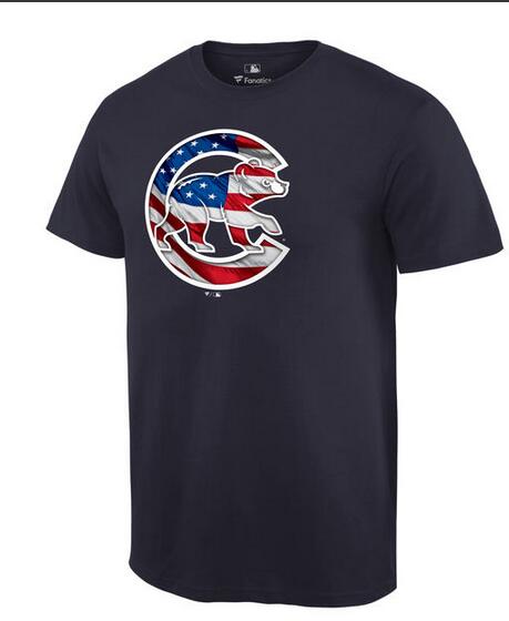 Cubs Navy USA Flag Team Logo Men's T Shirt