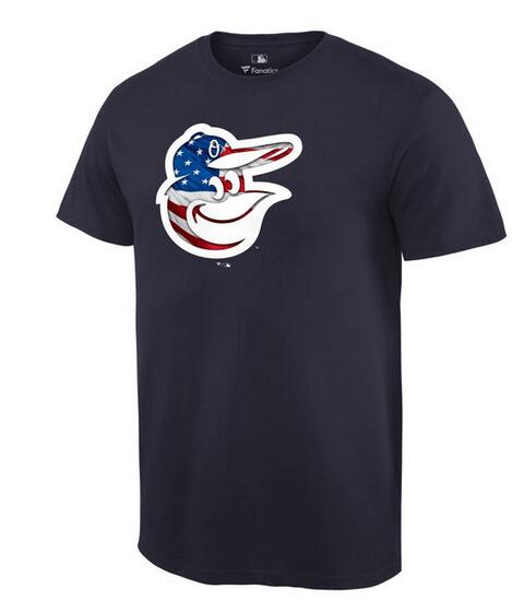 Orioles Navy USA Flag Team Logo Men's T Shirt