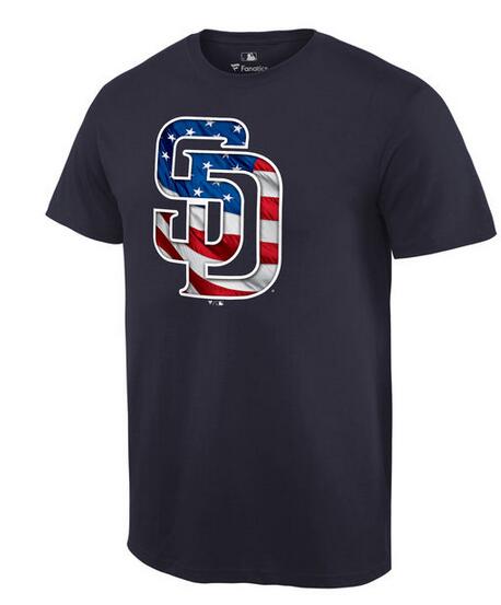 Padres Navy USA Flag Team Logo Men's T Shirt