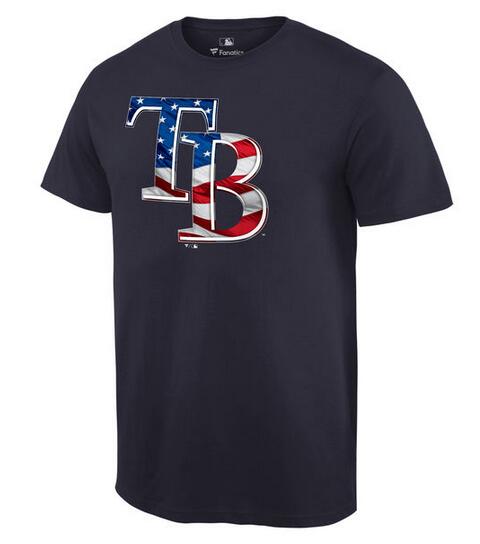 Rays Navy USA Flag Team Logo Men's T Shirt