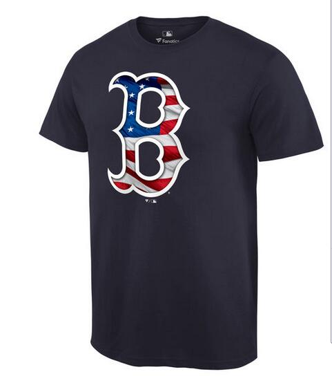 Red Sox Navy USA Flag Team Logo Men's T Shirt
