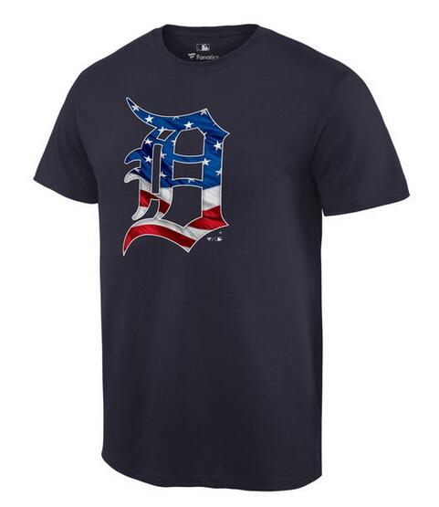 Tigers Navy USA Flag Team Logo Men's T Shirt