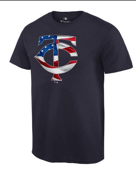 Twins Navy USA Flag Team Logo Men's T Shirt